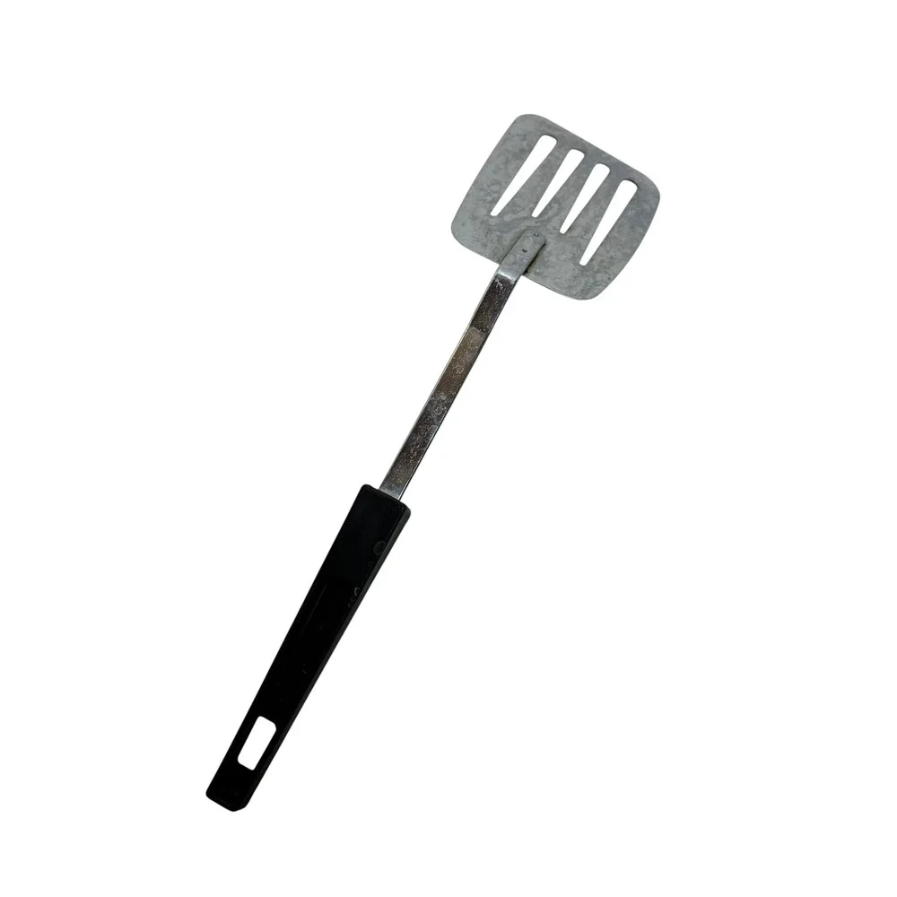 Vintage Foley USA Stainless Steel Slotted Spatula Black Handle Kitchen Utensil